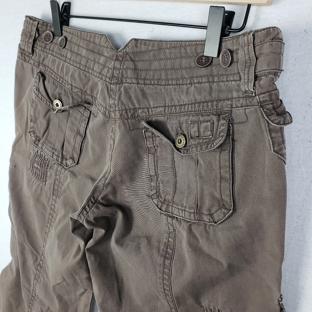Vintage Y2K Picasso Pants Cargo Baggy Low Rise Relaxed Distressed Taupe Brown L - Picture 10 of 13